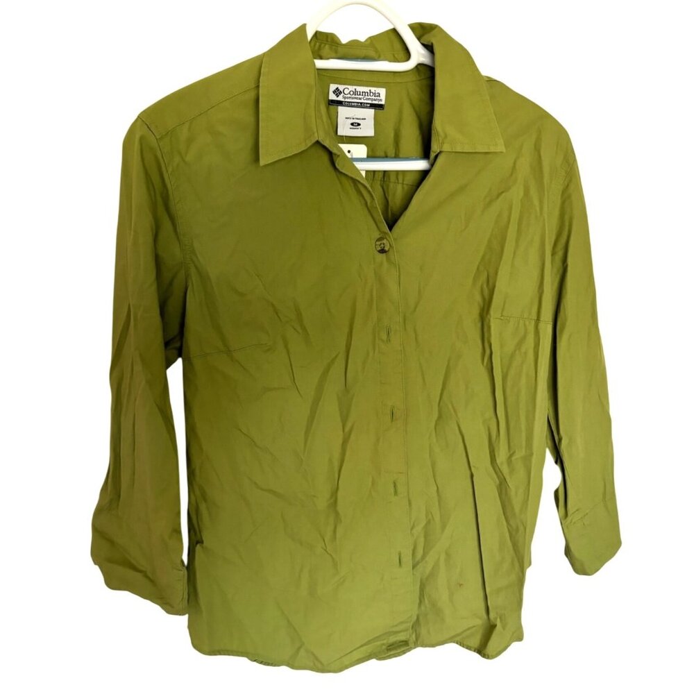 Columbia Womens Green Button-Up Long Sleeve Shirt Size Medium